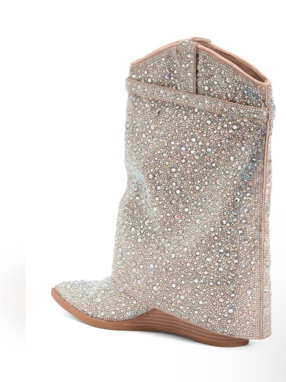 MADDEN GIRL Embellished PINK & SILVER Crystal Mid-Calf Wedge Boot - Picture 2 of 3
